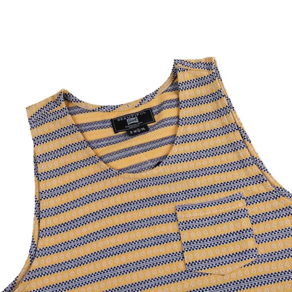 Men Yellow Striped Tank Tops Brand New - Picture 2 of 7